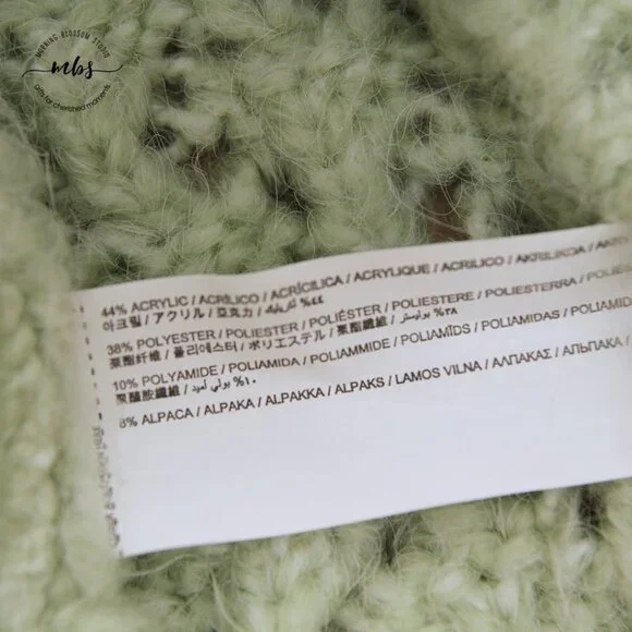 Mango Openwork‎ Cable Knit Cropped Sweater Green Women Size S - Picture 13 of 14